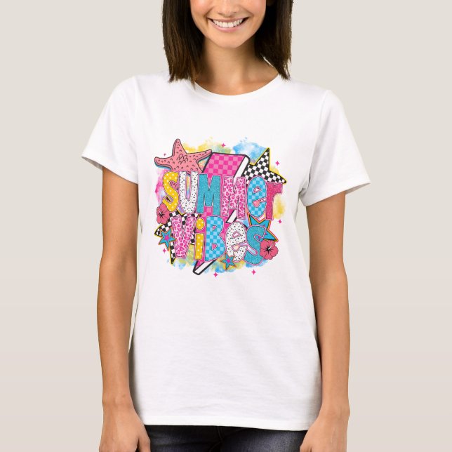 Camiseta Collage de verano con vibraciones rotas - playa de (Anverso)
