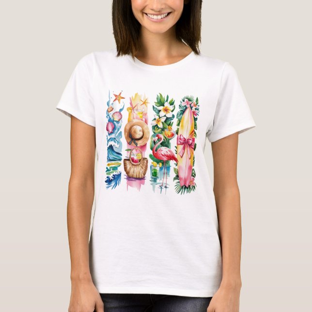 Camiseta Collage de verano con vibraciones rotas - playa de (Anverso)