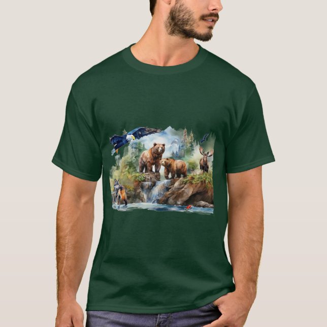 Camiseta Collage de vida silvestre Animales de Alaska (Anverso)