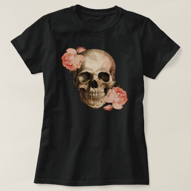 Camiseta Collage de Vintage Rosa Skull (Diseño del anverso)