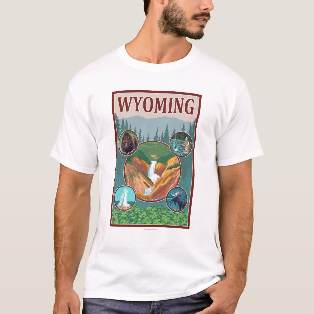 Camiseta Collage de WyomingWyoming (Anverso)