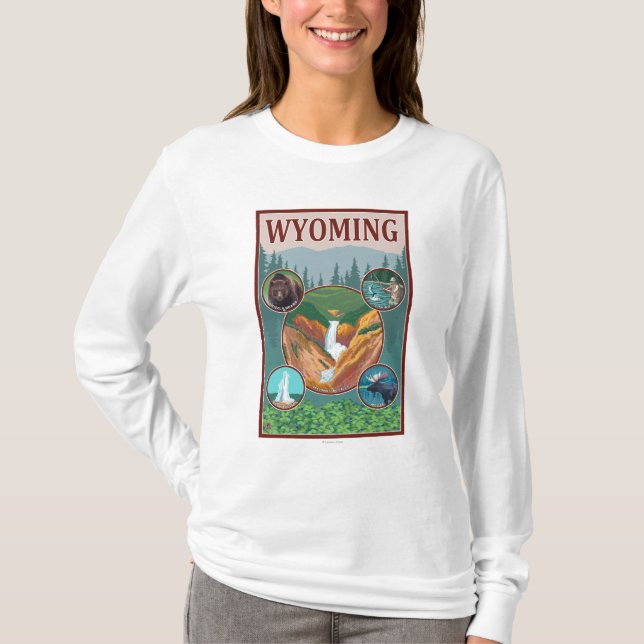 Camiseta Collage de WyomingWyoming (Anverso)