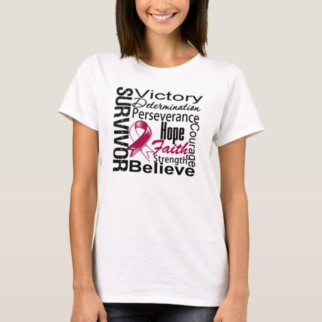 Camiseta Collage del superviviente del cáncer de cabeza y (Anverso)