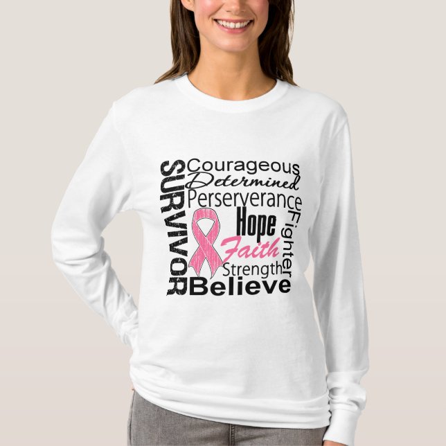 Camiseta Collage del superviviente del cáncer de pecho (Anverso)