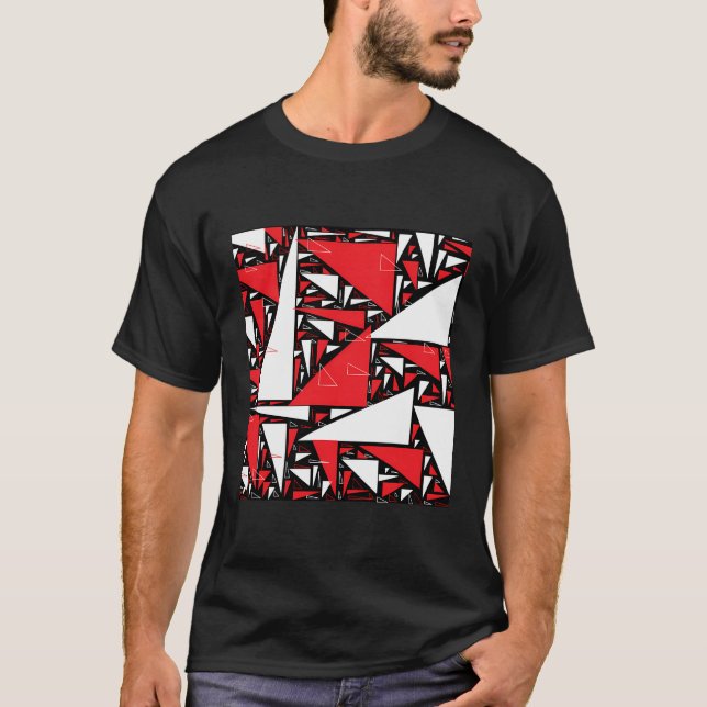 Camiseta Collage del triángulo blanco rojo curado (Anverso)