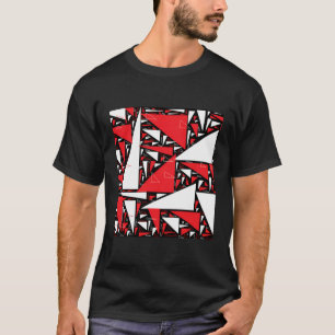 Camiseta Collage del triángulo blanco rojo curado