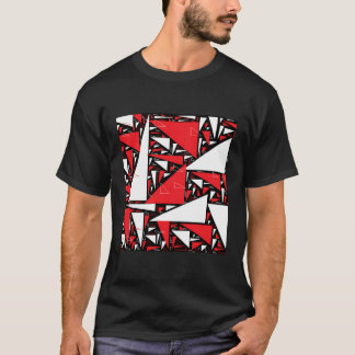 Camiseta Collage del triángulo blanco rojo curado
