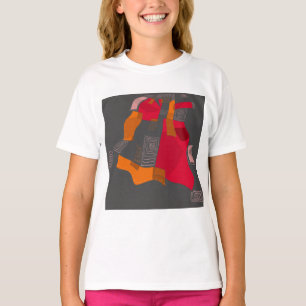 Camiseta Collage egipcio soñado - gris Naranja rojo
