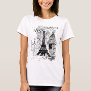 Camiseta Collage francés de la Torre Eiffel de París