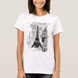 Camiseta Collage francés de la Torre Eiffel de París