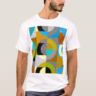 Camiseta Collage geométrico: círculos, patrón vintage.