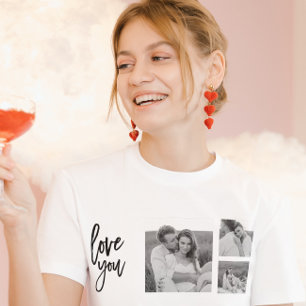 Camiseta Collage moderno Couple Photo & Love You Beauty Gif