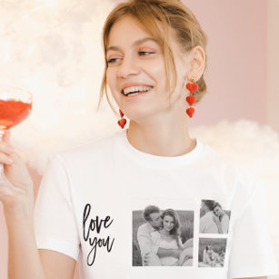 Camiseta Collage moderno Couple Photo & Love You Beauty Gif