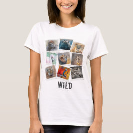 Camiseta Collage moderno de cuadros de fotos de animales sa