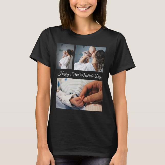 Camiseta Collage moderno de fotos | Día de la Madre Blanco  (Anverso)