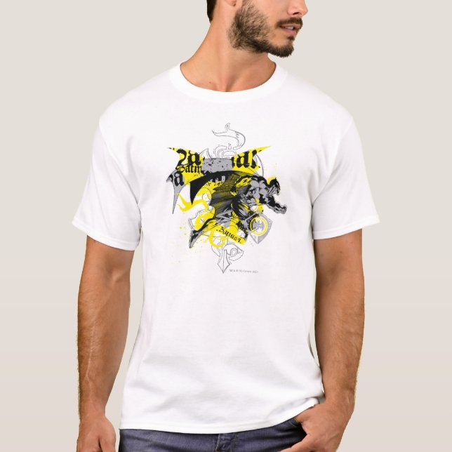 Camiseta Collage negro y amarillo de Batman (Anverso)