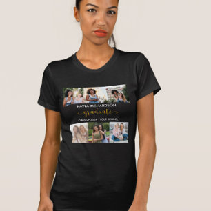 Camiseta Collage personalizado de 6 fotos de graduado en or