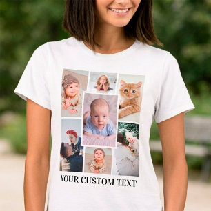 Camiseta Collage personalizado de 7 fotos con texto persona