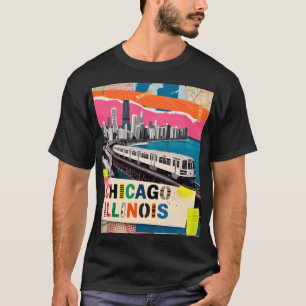Camiseta Collage Pop Art de Viaje Retro del Tren del Horizo
