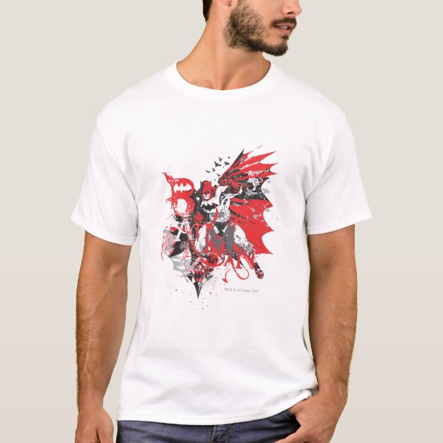 Camiseta Collage rojo y negro de Batman (Anverso)