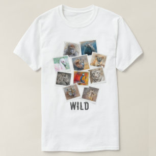 Camiseta Collage único de cuadros de fotos de animales salv