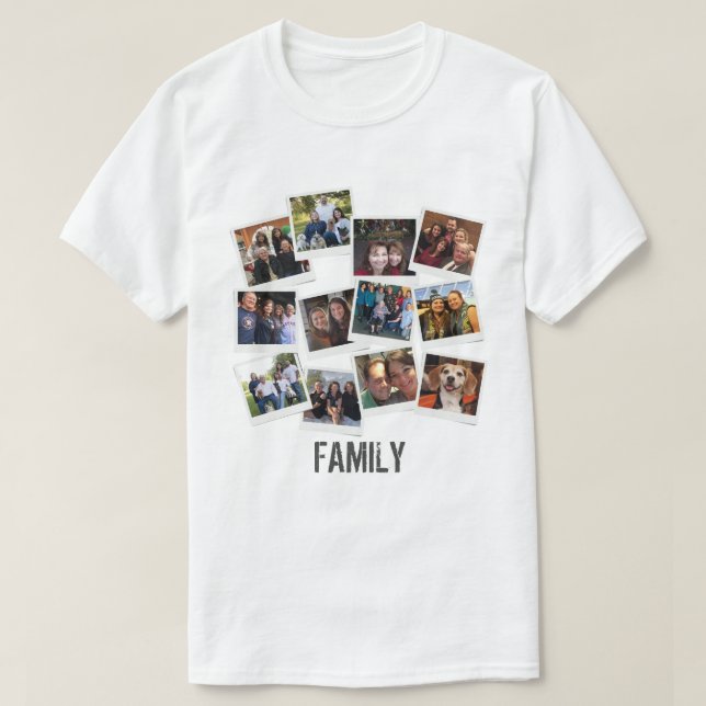 Camiseta Collage único de fotos de familia propia (Diseño del anverso)