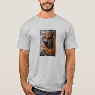 Camiseta collage urbano de la guitarra acústica