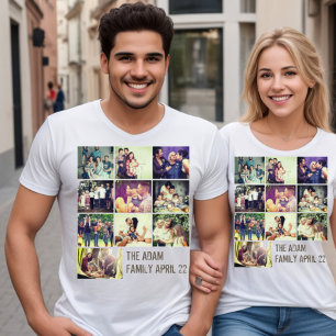 Camiseta Collage y texto de fotos familiares de Personaliza