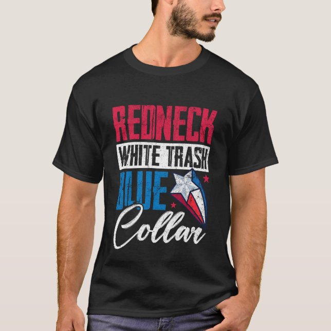 Camiseta Collán azul de basura blanca de cuello rojo 4 de j (Anverso)