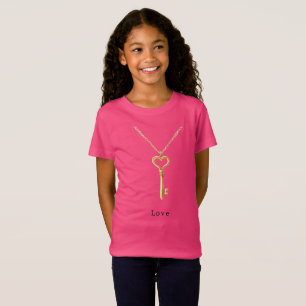Camiseta Collar de Corazón con Cadena de Oro Amor