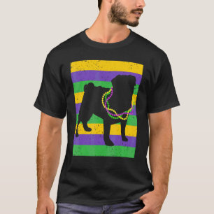 Camiseta Collar de cuentas divertidas de pug y sombrero de
