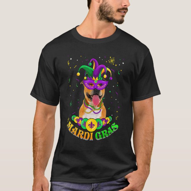 Camiseta Collar de cuentas para perro con máscara de Pitbul (Anverso)
