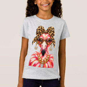 Camiseta "Collar de perlas doradas con estampado de flamenc