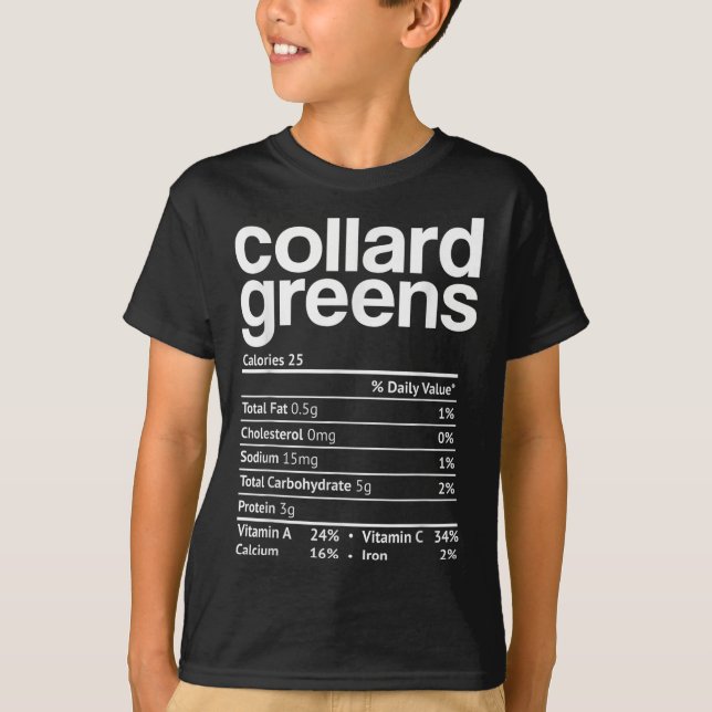 Camiseta Collard Greens Nutrition Facts Funny Thanksgiving  (Anverso)