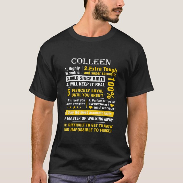 Camiseta COLLEEN Muy Excéntrico 10 Hechos Nombre (Anverso)
