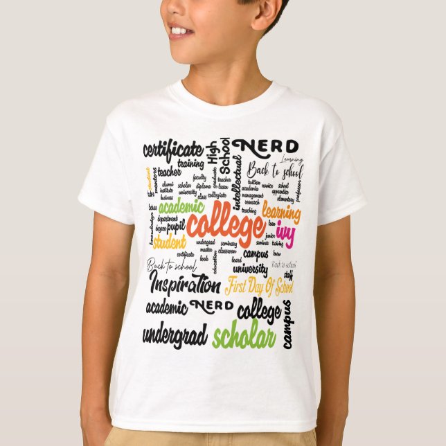 Camiseta College Education Word Cloud patterns (Anverso)
