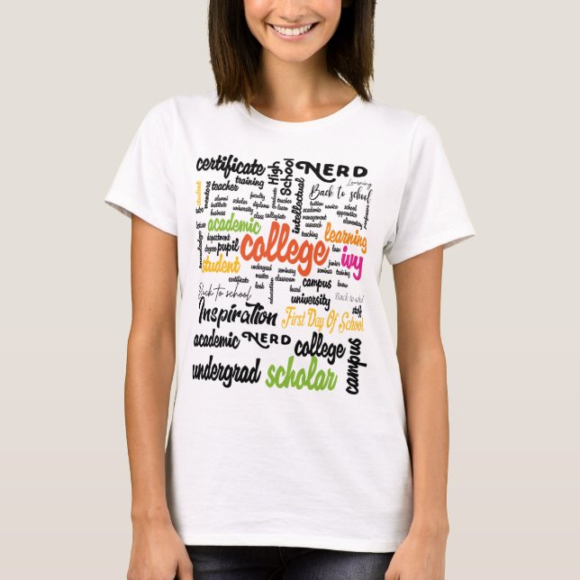 Camiseta College Education Word Cloud patterns (Anverso)