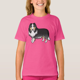 Camiseta Collie Áspero Tricolor Perro De Dibujos Animados L