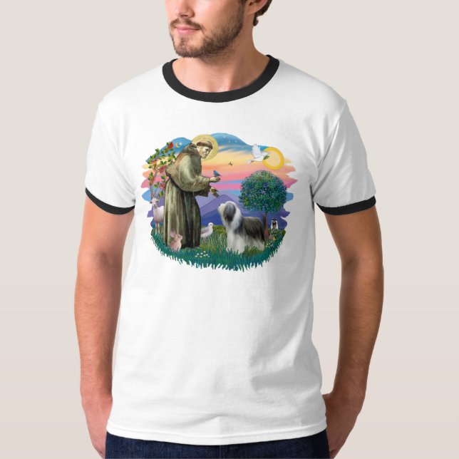 Camiseta Collie barbudo (blanco-pizarra) (Anverso)