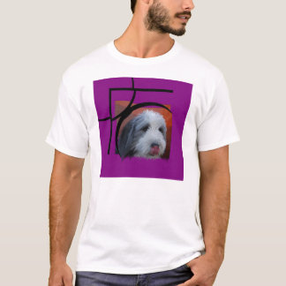 Camiseta Collie barbudo con rosa