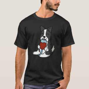 Camiseta Collie Borde Bebiendo Perro de Vino