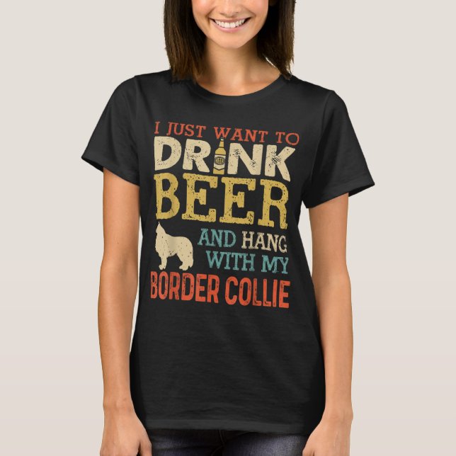 Camiseta Collie Border Dad Bebe Beer Beer Hang Con Perro Fu (Anverso)