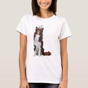 CAMISETA COLLIE COLORIDO Y PÁJARO AZUL