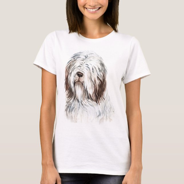 Camiseta Collie con barba de color agua (Anverso)