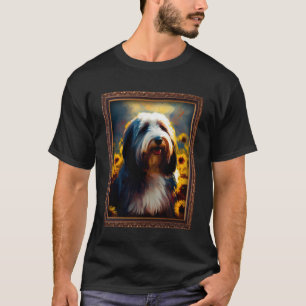 Camiseta Collie con barba Pintura Flor de girasol mujeres