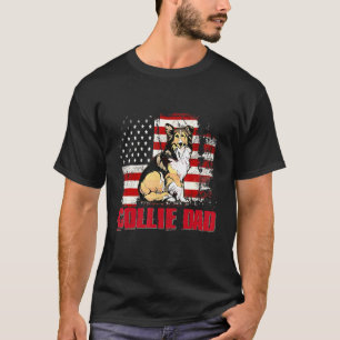 Camiseta Collie Dad American Flag 4 De Julio Perro