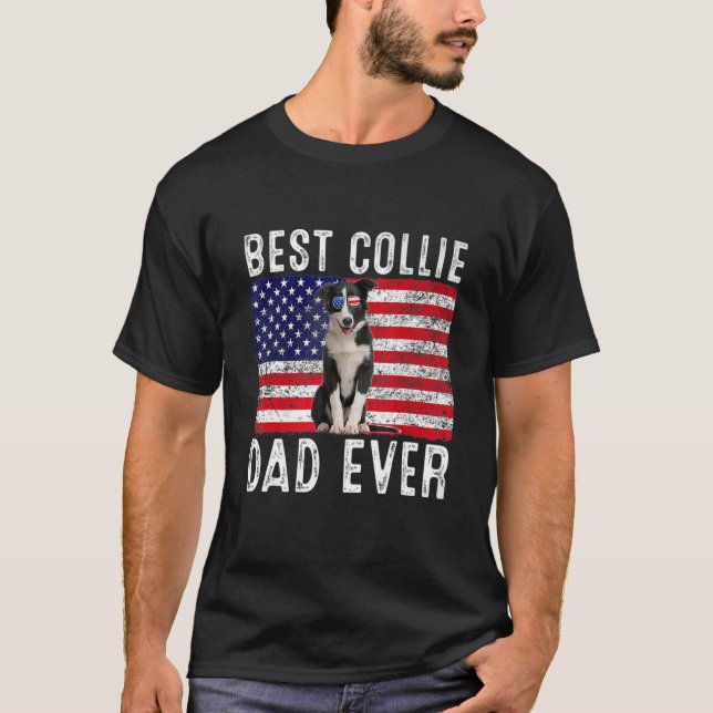 Camiseta Collie Dad Usa La Bandera Estadounidense Collie Do (Anverso)