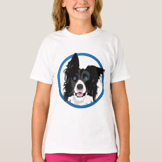 Camiseta Collie de borde blanco y negro con ojos azules bri