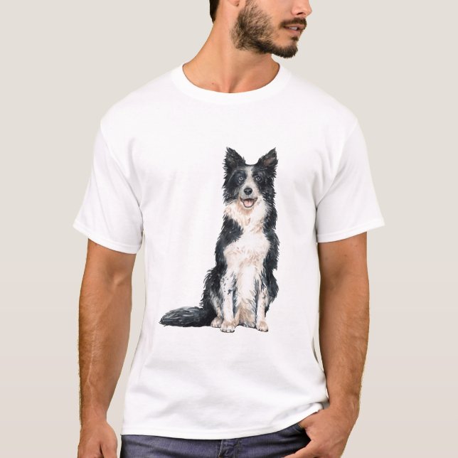 Camiseta Collie de borde de acuarela para dueños de perros  (Anverso)