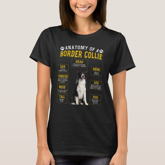 Camiseta Collie de borde de anatomía para hombres mujeres (Anverso)